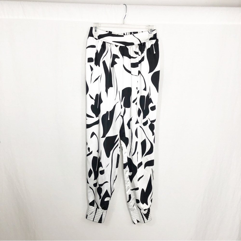 INC International Concepts Silky Pull On Ankle Pants, Size Small, Black White